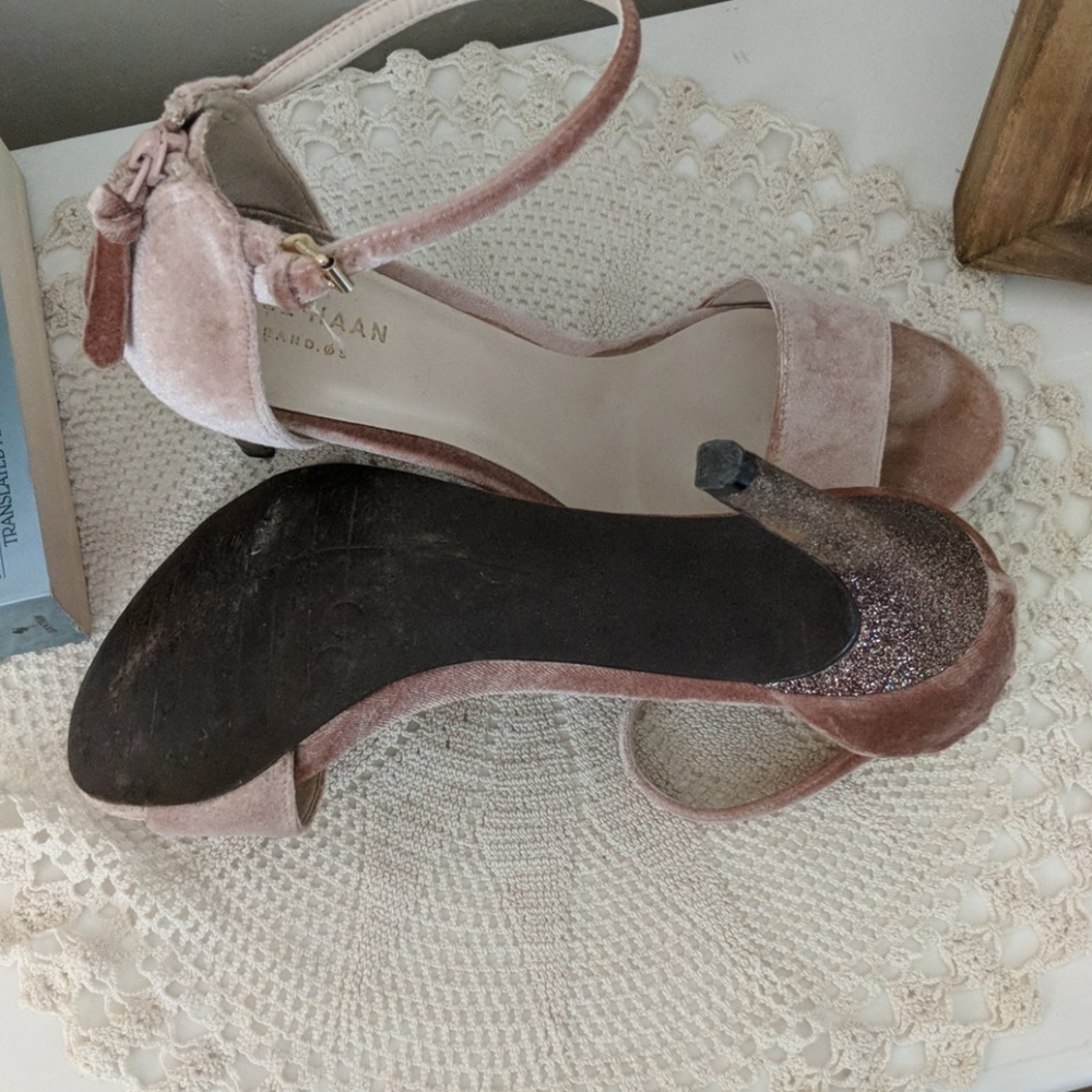Dusty Pink velvet sparkly heels + zipper - Picture 3 of 5